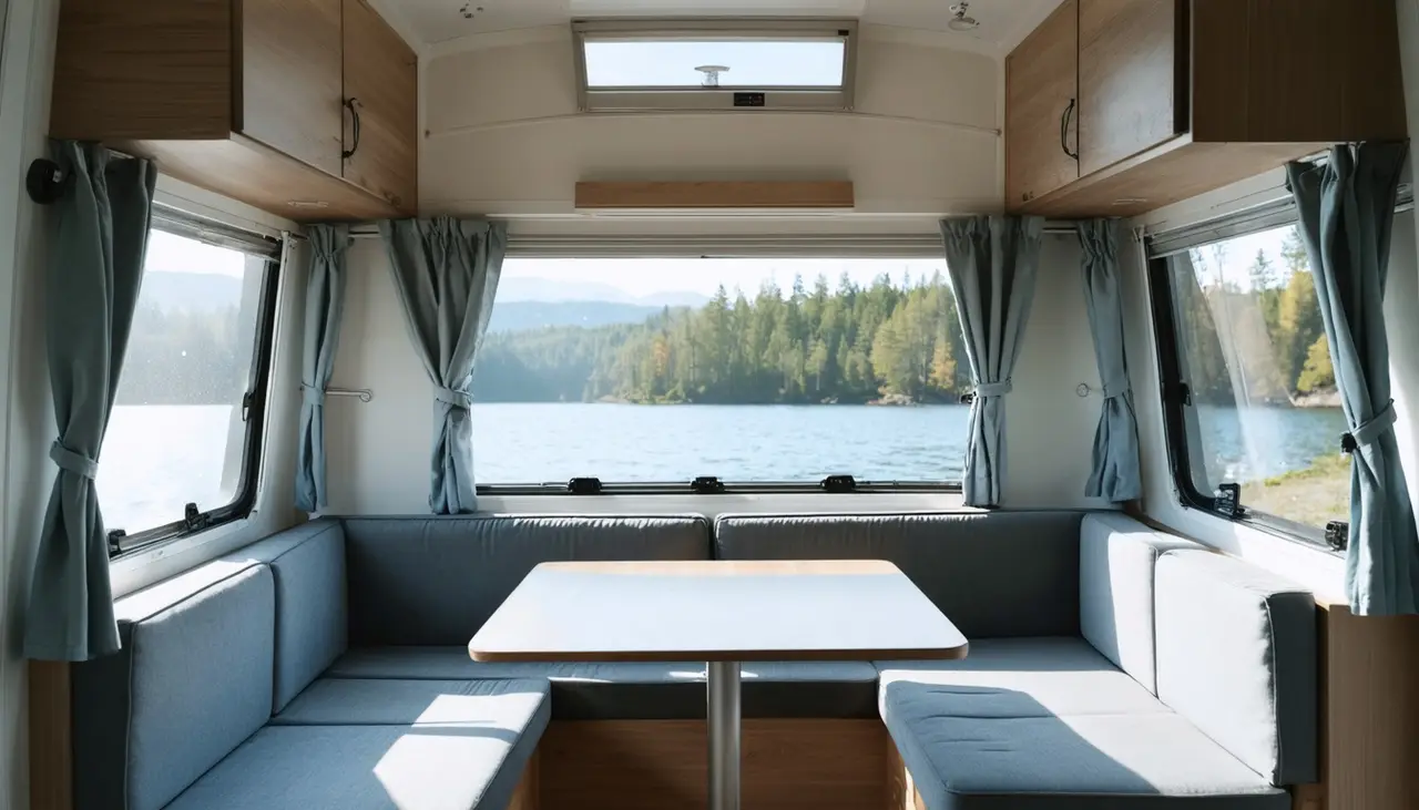Rear dinette of the AR 190RD surrounded by panoramic windows