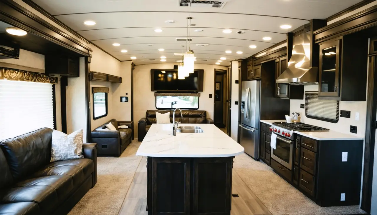 Kitchen island and residential refrigerator in the Monarch 3750RL